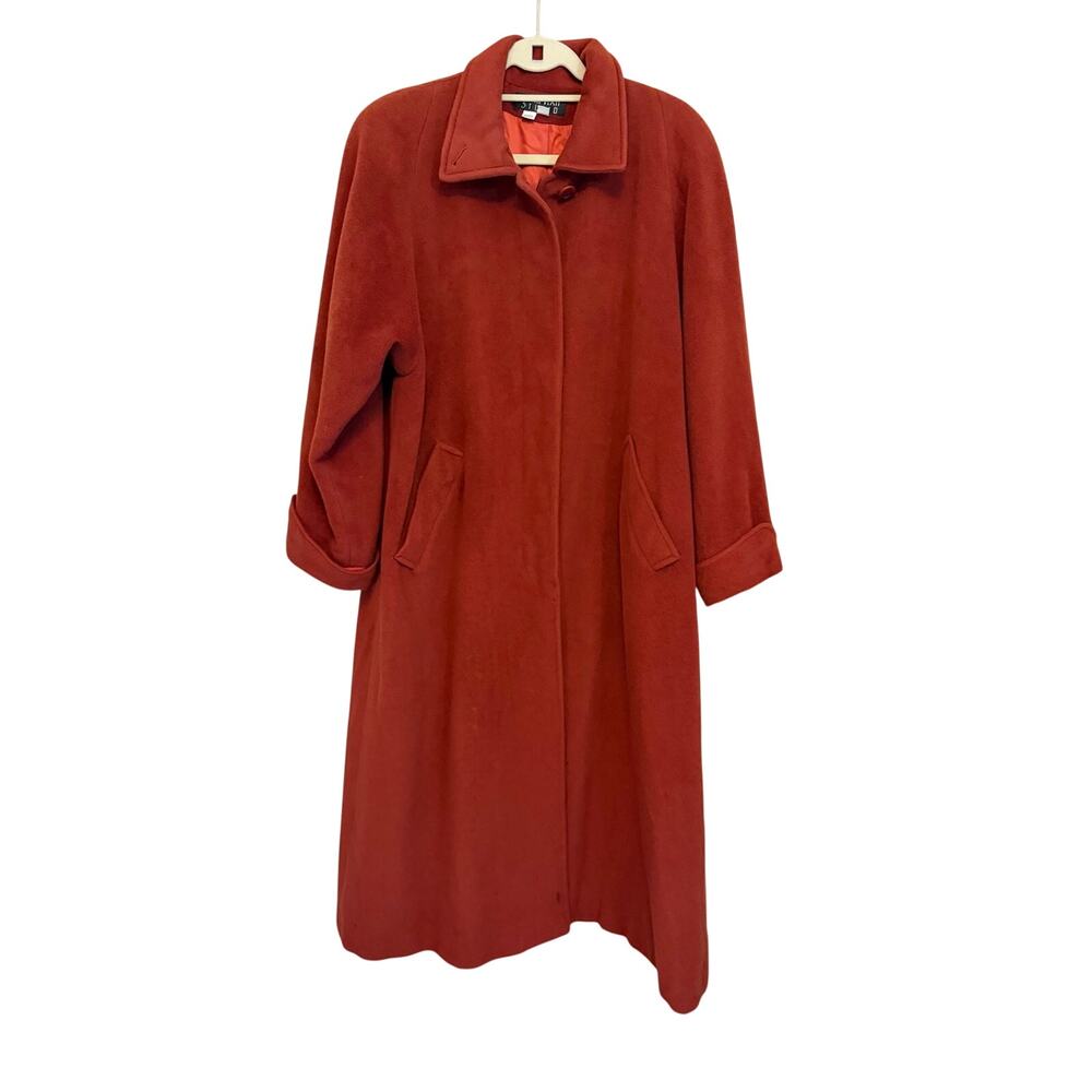 Vtg Searle Blatt Studio Camel Hair Trench Coat 6 Orange Long Luxury Classic Warm